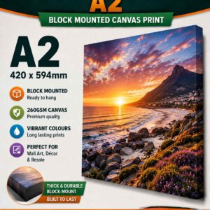 Printing Eco Sol Canvas A2 (420mm x 594mm x 25mm) Block Mounted