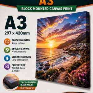 Printing Eco Sol Canvas A3 (297mm x 420mm x 25mm) Block Mounted